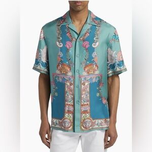 VERSACE
Men's Coral Theater Silk Twill Camp Shirt